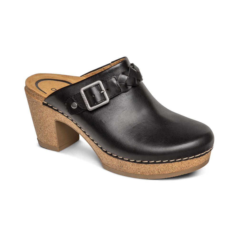 Aetrex Women's Corey Clogs - Black | USA LM1C0TW